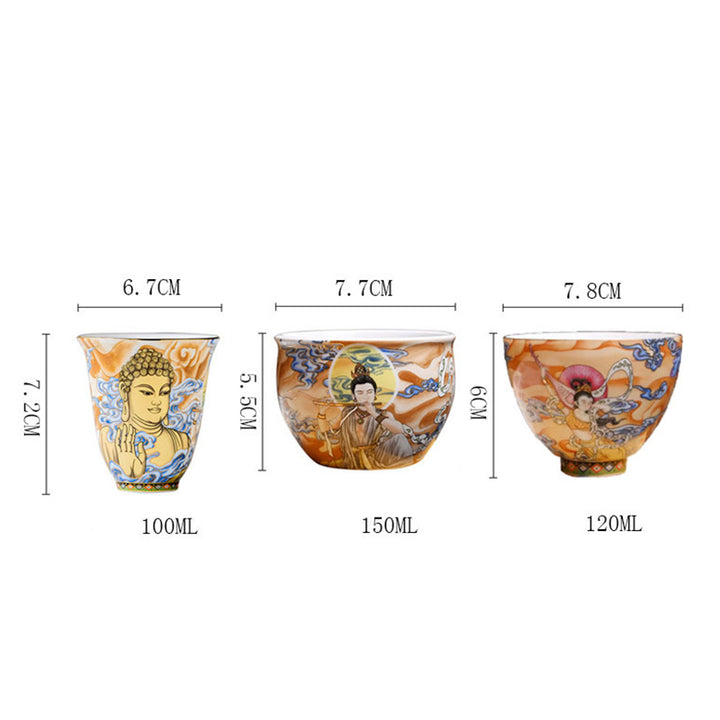 Buddha Stones Dunhuang Kolor Latająca Apsaras Filiżanka Filiżanka Herbaty Kung Fu