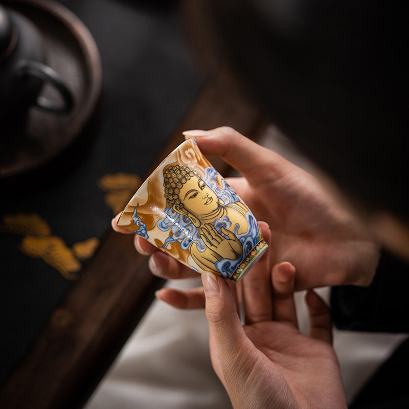 Buddha Stones Dunhuang Kolor Latająca Apsaras Filiżanka Filiżanka Herbaty Kung Fu