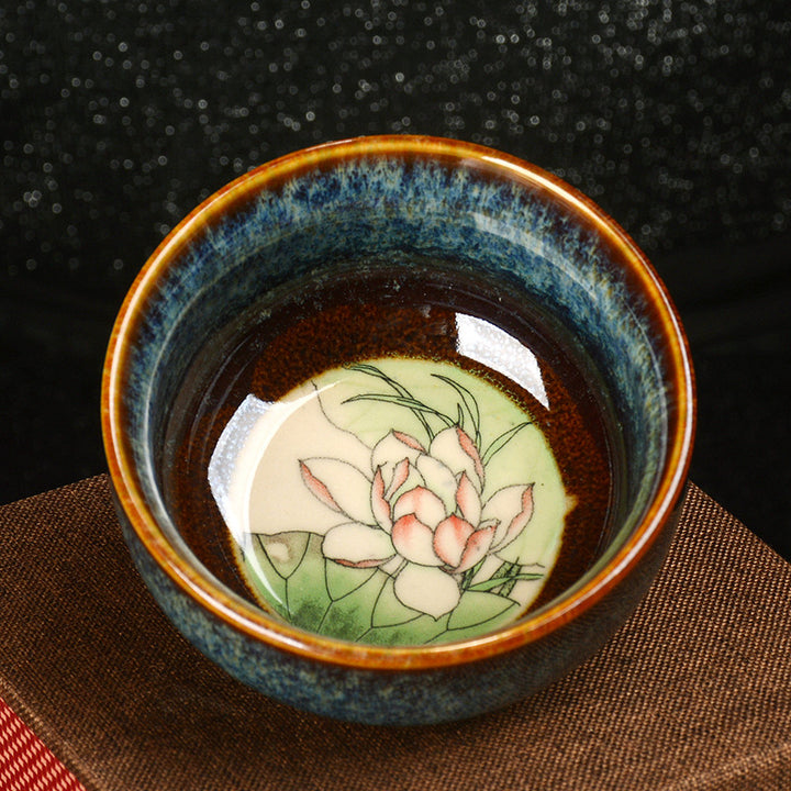 Buddha Stones Lotos Smok Feniks Ryba Koi Chiński Jianzhan Ceramiczny Filiżanka Kung Fu Filiżanka do herbaty 110ml
