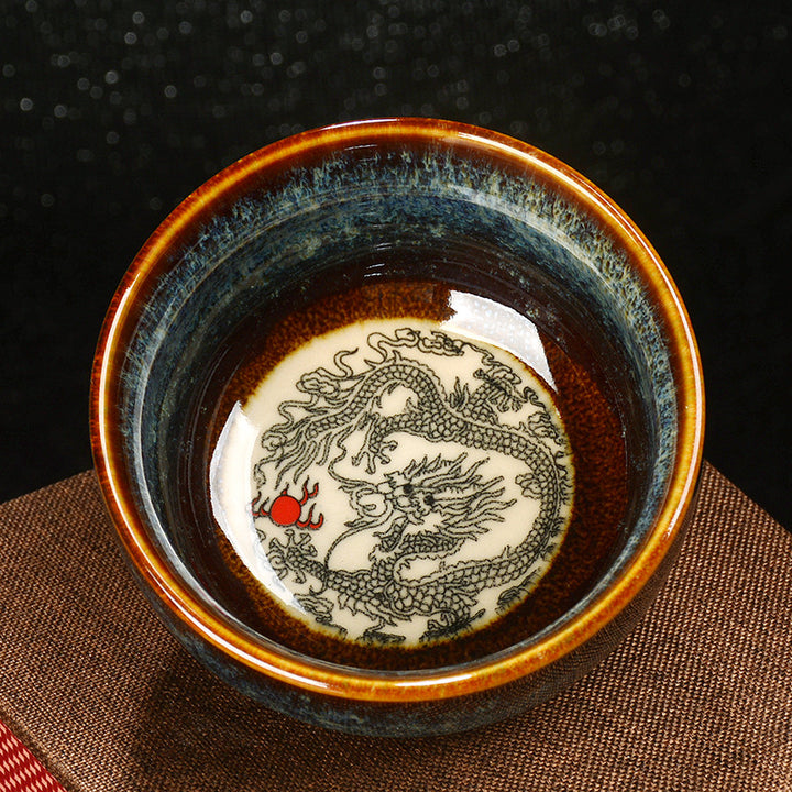 Buddha Stones Lotos Smok Feniks Ryba Koi Chiński Jianzhan Ceramiczny Filiżanka Kung Fu Filiżanka do herbaty 110ml