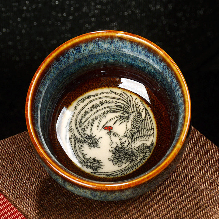 Buddha Stones Lotos Smok Feniks Ryba Koi Chiński Jianzhan Ceramiczny Filiżanka Kung Fu Filiżanka do herbaty 110ml