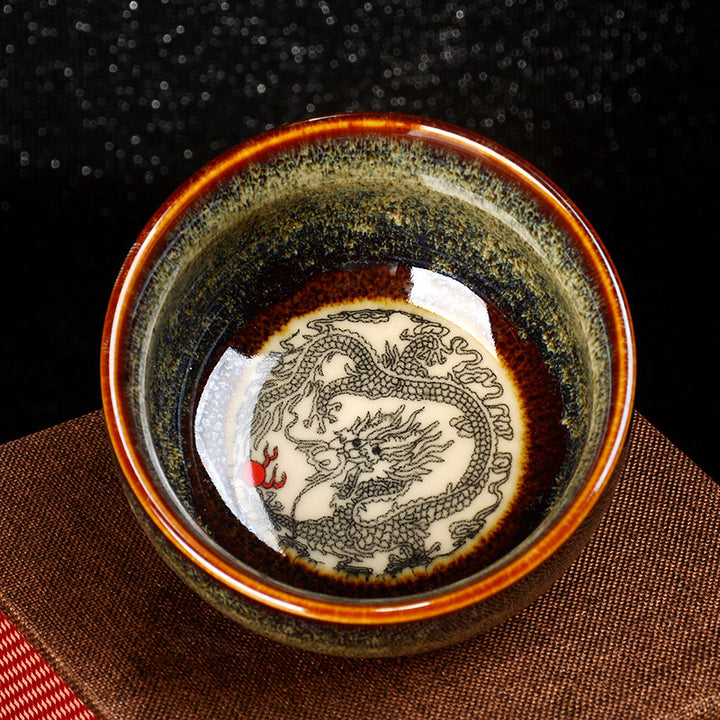 Buddha Stones Lotos Smok Feniks Ryba Koi Chiński Jianzhan Ceramiczny Filiżanka Kung Fu Filiżanka do herbaty 110ml