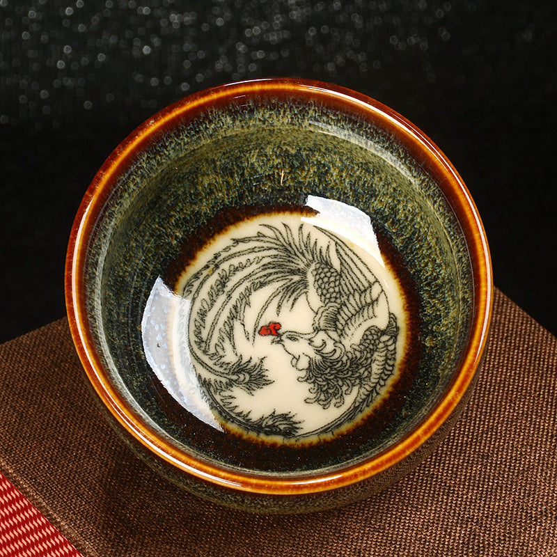 Buddha Stones Lotos Smok Feniks Ryba Koi Chiński Jianzhan Ceramiczny Filiżanka Kung Fu Filiżanka do herbaty 110ml