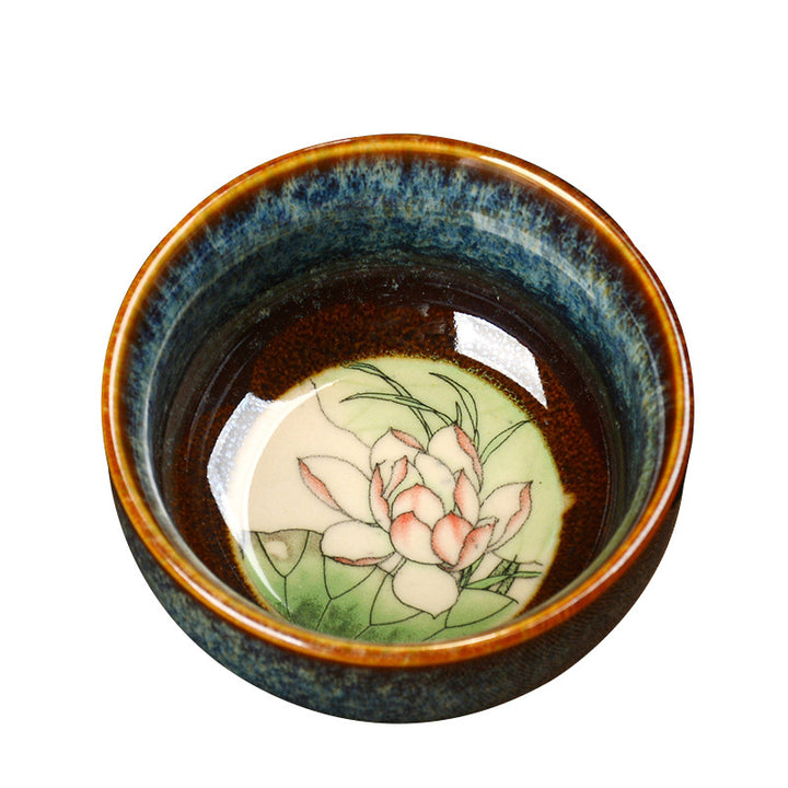 Buddha Stones Lotos Smok Feniks Ryba Koi Chiński Jianzhan Ceramiczny Filiżanka Kung Fu Filiżanka do herbaty 110ml