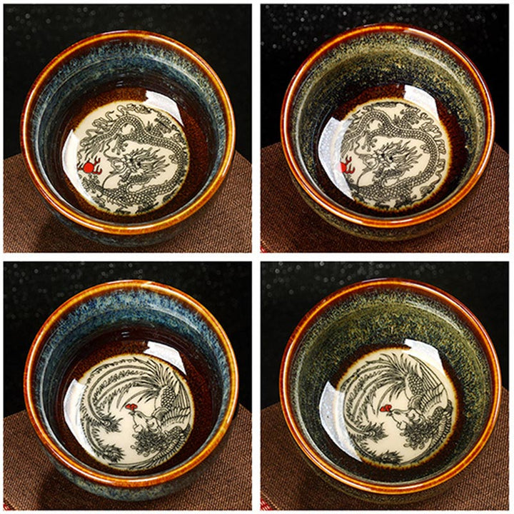Buddha Stones Lotos Smok Feniks Ryba Koi Chiński Jianzhan Ceramiczny Filiżanka Kung Fu Filiżanka do herbaty 110ml
