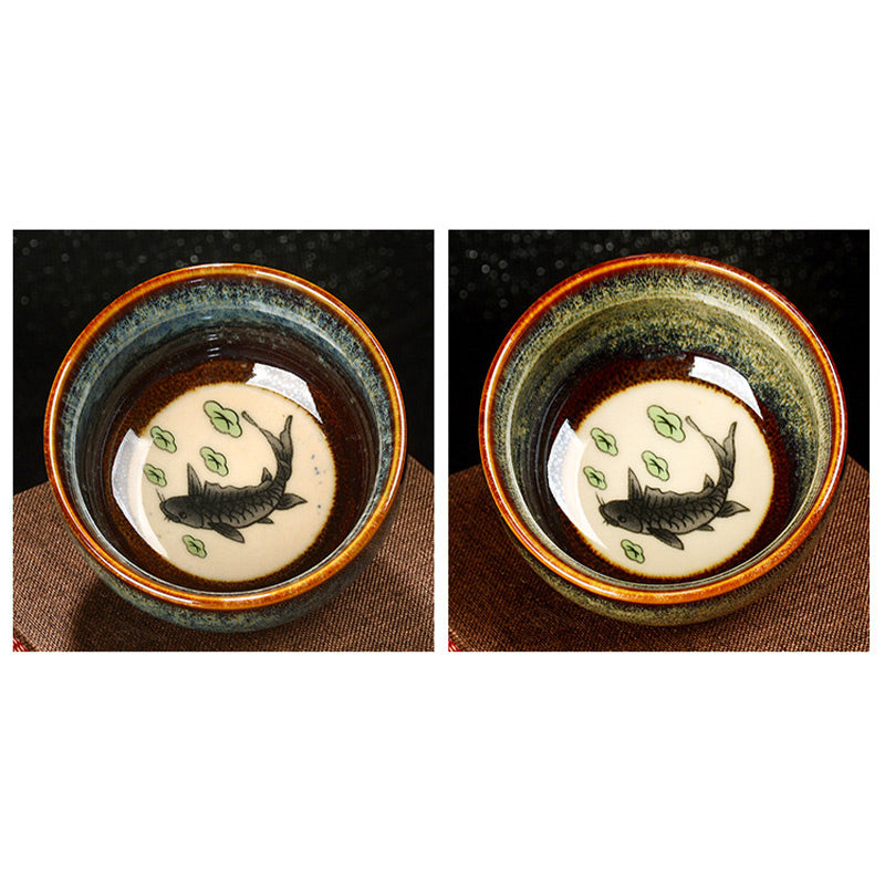 Buddha Stones Lotos Smok Feniks Ryba Koi Chiński Jianzhan Ceramiczny Filiżanka Kung Fu Filiżanka do herbaty 110ml