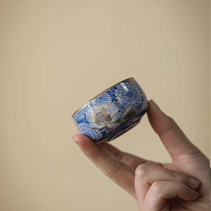 Buddha Stones Lotos Chryzantema Kwiat Śliwy Filiżanka Kung Fu Filiżanka do herbaty Czajnik