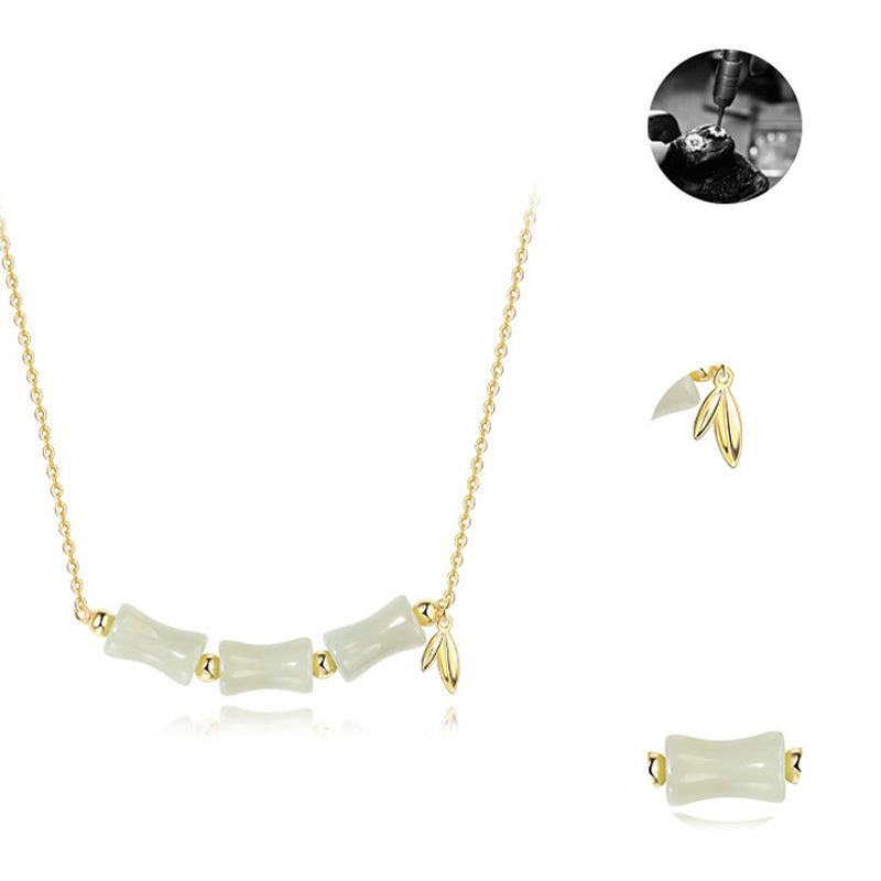 Buddha Stones 925 Srebro Sterlingowe Hetian Jade Bambus Fu Charakter Naszyjnik Wisiorek Bransoletka Dobrobyt - image 10