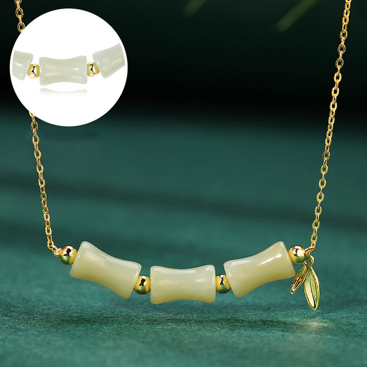 Buddha Stones 925 Srebro Sterlingowe Hetian Jade Bambus Fu Charakter Naszyjnik Wisiorek Bransoletka Dobrobyt - image 3