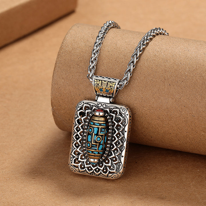 Naszyjnik z Buddha Stones , dziewięciookim koralikiem Dzi, miedzianym, obrotowym naszyjnikiem leczniczym