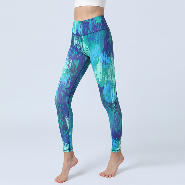 Spodnie do jogi z nadrukiem Buddha Stones , legginsy sportowe, fitness, joga, damskie, z wysokim stanem - Niebiesko-zielony - US8-10, UK/AU12-14, EU40-42 (XL)  - image 8