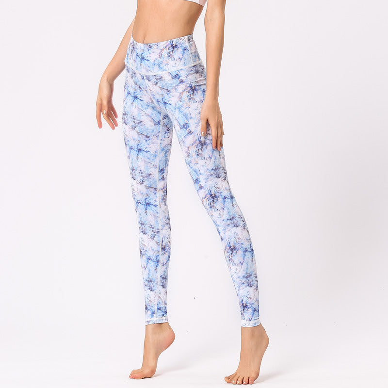 Buddha Stones Wielokolorowe Nadruk Kwiaty Spodnie Sportowe Ćwiczenia Fitness Wysoki Stan Legginsy Damskie Spodnie Do Jogi - Niebieski - US8-10, UK/AU12-14, EU40-42 (XL) - image 18
