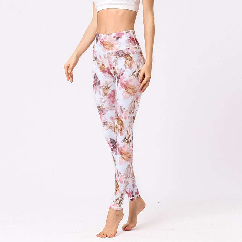 Buddha Stones Wielokolorowe Nadruk Kwiaty Spodnie Sportowe Ćwiczenia Fitness Wysoki Stan Legginsy Damskie Spodnie Do Jogi - image 12