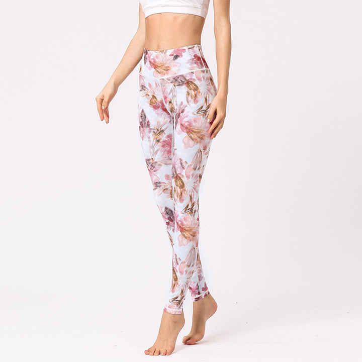 Buddha Stones Wielokolorowe Nadruk Kwiaty Spodnie Sportowe Ćwiczenia Fitness Wysoki Stan Legginsy Damskie Spodnie Do Jogi - image 12