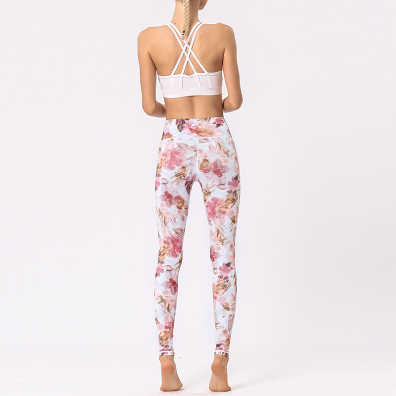 Buddha Stones Wielokolorowe Nadruk Kwiaty Spodnie Sportowe Ćwiczenia Fitness Wysoki Stan Legginsy Damskie Spodnie Do Jogi - image 13