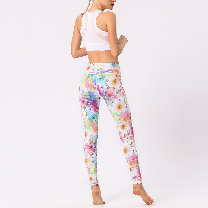 Buddha Stones Wielokolorowe Nadruk Kwiaty Spodnie Sportowe Ćwiczenia Fitness Wysoki Stan Legginsy Damskie Spodnie Do Jogi - image 9