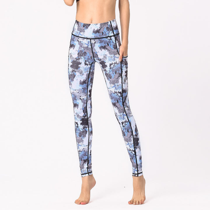 Buddha Stones Kolorowe Spodnie Nadruk Sportowe Ćwiczenia Fitness Legginsy Damskie Spodnie Do Jogi - Czarny Szary Niebieski - US8-10, UK/AU12-14, EU40-42 (XL) - image 0