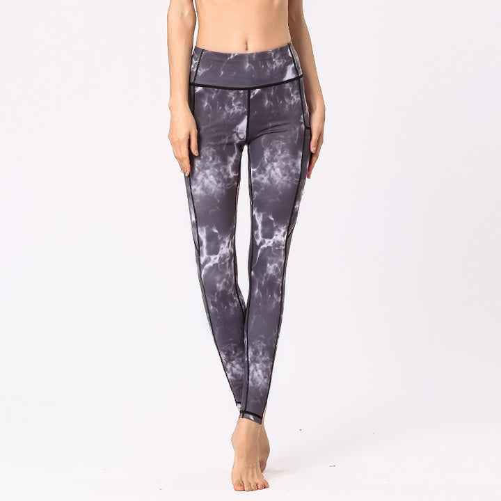 Buddha Stones Kolorowe Spodnie Nadruk Sportowe Ćwiczenia Fitness Legginsy Damskie Spodnie Do Jogi - Czarno-biały - US8-10, UK/AU12-14, EU40-42 (XL) - image 4