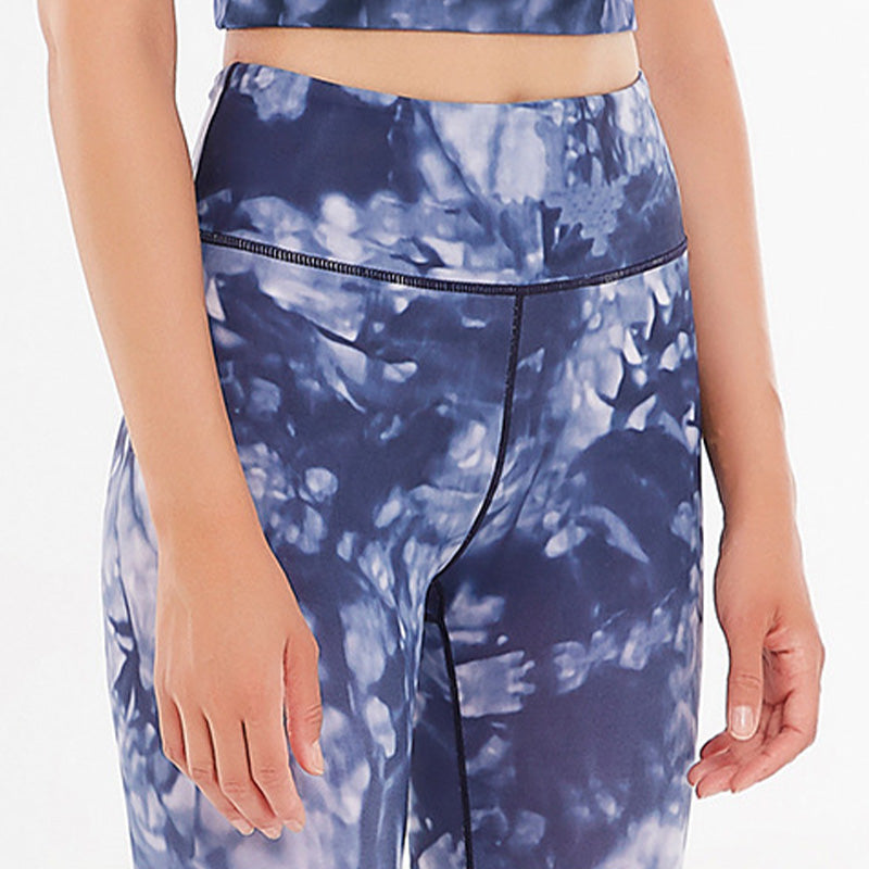 Buddha Stones 2 szt. Kwiatowe kwiaty nadruk Crop Tank Top spodnie sportowe stroje do siłowni fitness joga damskie zestawy do jogi - image 12