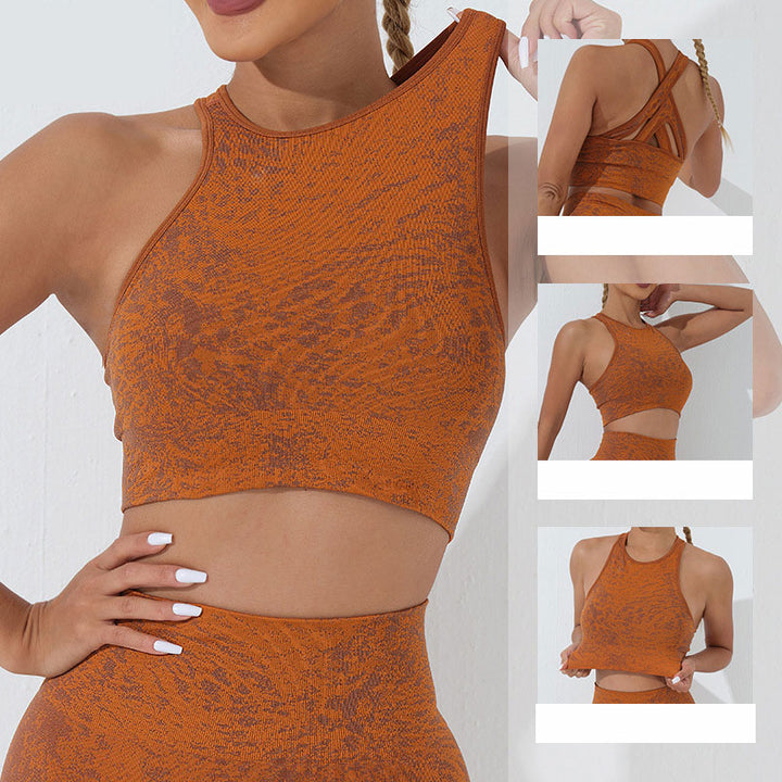 Buddha Stones 2 szt. Bezszwowy nadruk Fitness Crop Tank Top Spodnie Sportowe Stroje Siłowni Damskie Zestawy Jogi - image 17