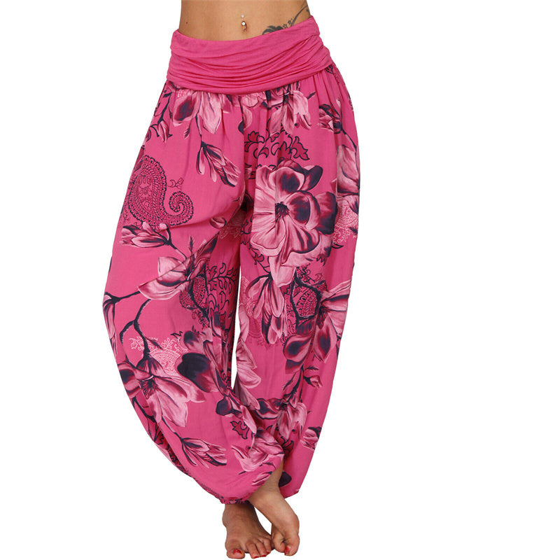 Spodnie do jogi damskie luźne haremowe z motywem Buddha Stones - Róża czerwona - US20, UK/AU24, EU52 (5XL) - image 0