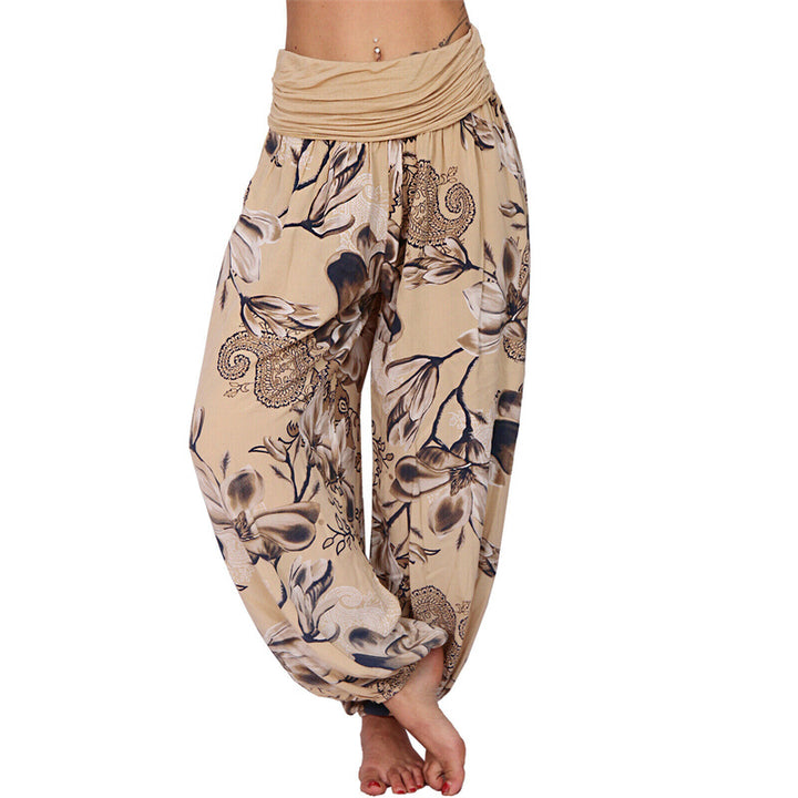 Spodnie do jogi damskie luźne haremowe z motywem Buddha Stones - Khaki - US20, UK/AU24, EU52 (5XL) - image 7