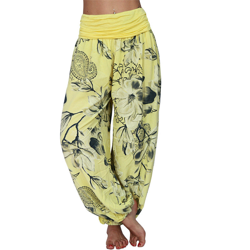 Spodnie do jogi damskie luźne haremowe z motywem Buddha Stones - Żółty - US20, UK/AU24, EU52 (5XL) - image 10