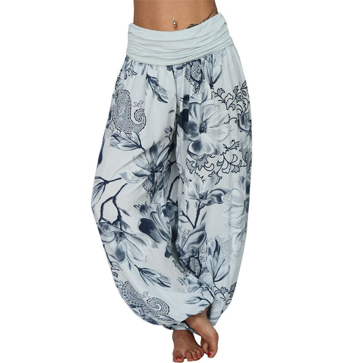Spodnie do jogi damskie luźne haremowe z motywem Buddha Stones - Jasnoniebieski - US20, UK/AU24, EU52 (5XL) - image 19