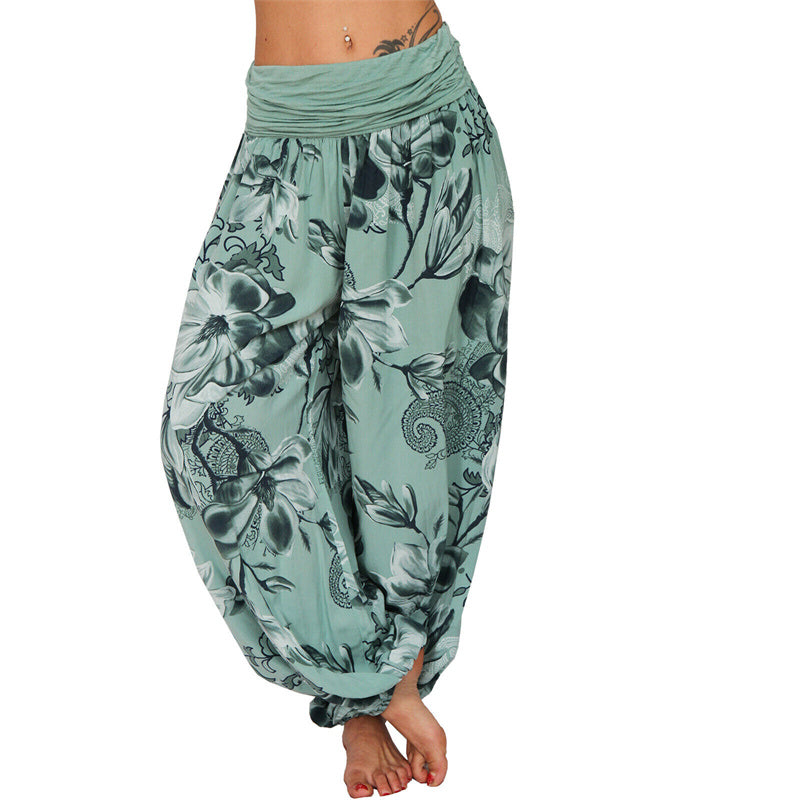 Spodnie do jogi damskie luźne haremowe z motywem Buddha Stones - Zielony - US20, UK/AU24, EU52 (5XL) - image 28