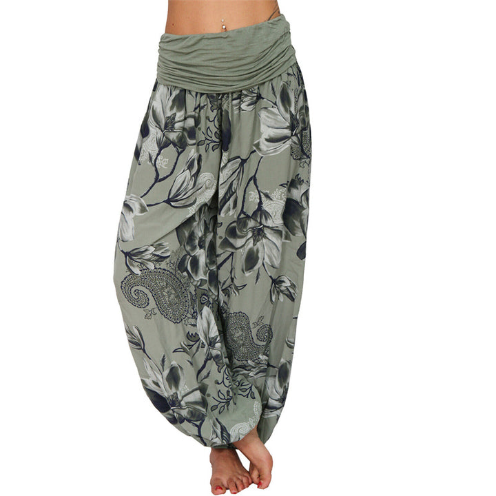 Spodnie do jogi damskie luźne haremowe z motywem Buddha Stones - Zieleń wojskowa - US20, UK/AU24, EU52 (5XL) - image 31