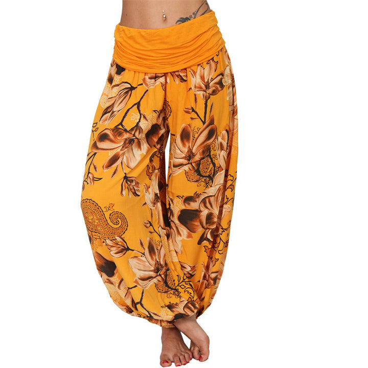Spodnie do jogi damskie luźne haremowe z motywem Buddha Stones - Pomarańczowy - US20, UK/AU24, EU52 (5XL) - image 34