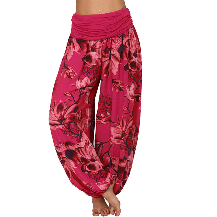 Spodnie do jogi damskie luźne haremowe z motywem Buddha Stones - Czerwony - US20, UK/AU24, EU52 (5XL) - image 37