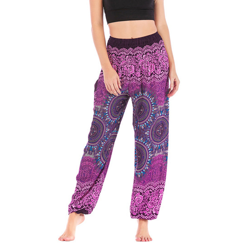 Spodnie do jogi damskie Boho Loose Harem z Buddha Stones - Fioletowy – US2-8/10, UK/AU6-12/14, EU34-40/42 (F) - image 1