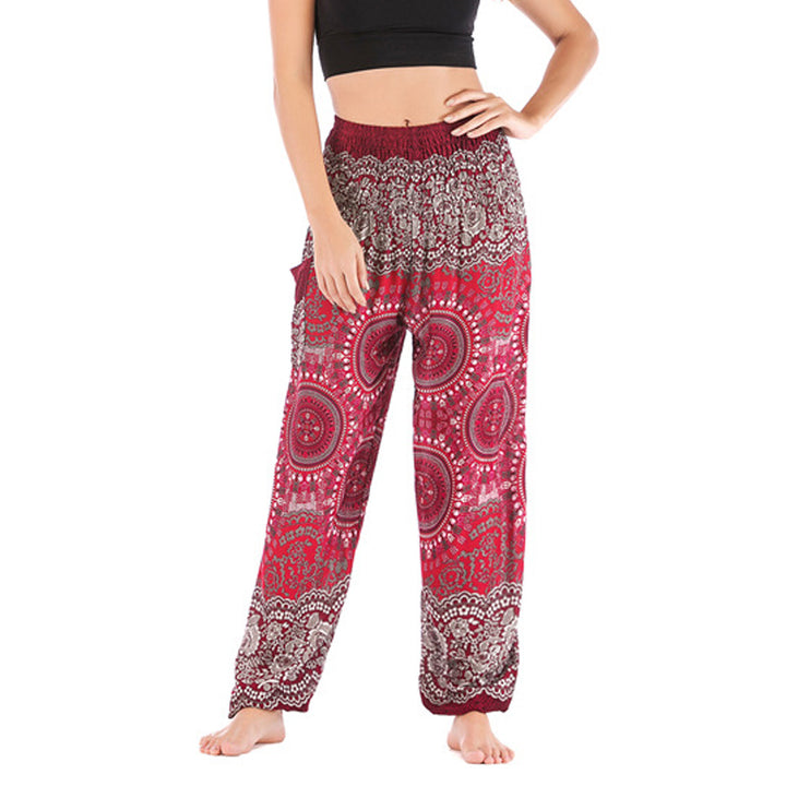 Spodnie do jogi damskie Boho Loose Harem z Buddha Stones - Czerwony - US2-8/10, UK/AU6-12/14, EU34-40/42 (F) - image 23