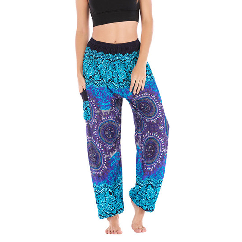 Spodnie do jogi damskie Boho Loose Harem z Buddha Stones - Niebieski - US2-8/10, UK/AU6-12/14, EU34-40/42 (F) - image 13