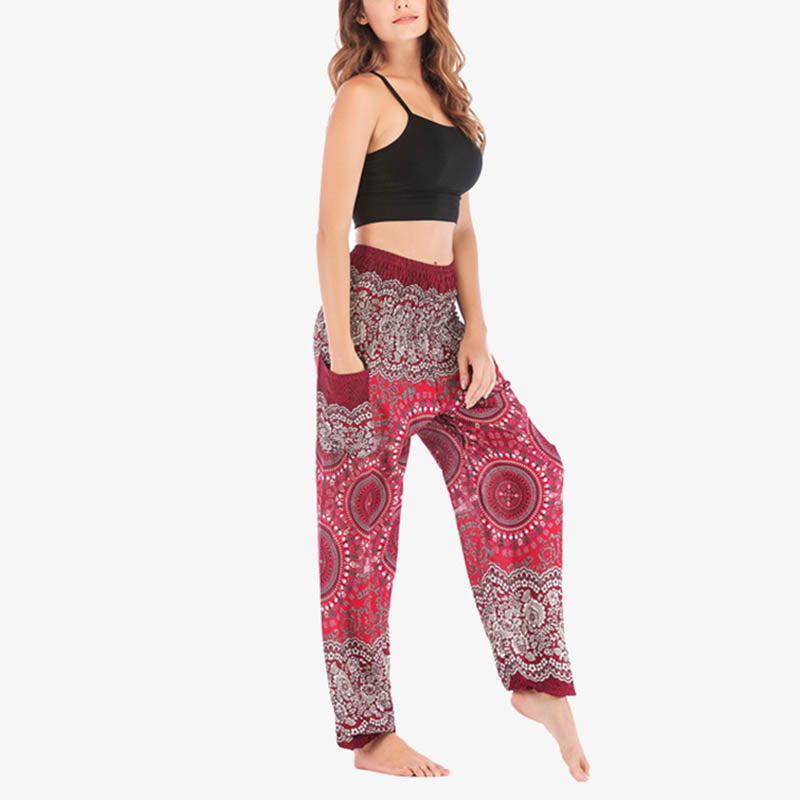 Spodnie do jogi damskie Boho Loose Harem z Buddha Stones - image 29