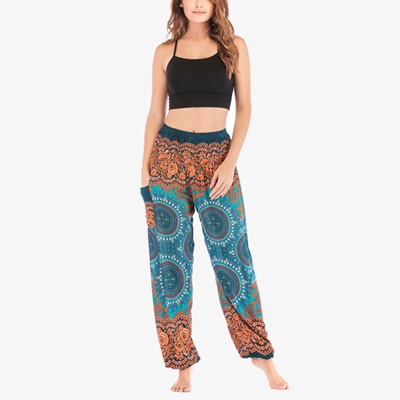 Spodnie do jogi damskie Boho Loose Harem z Buddha Stones - image 37
