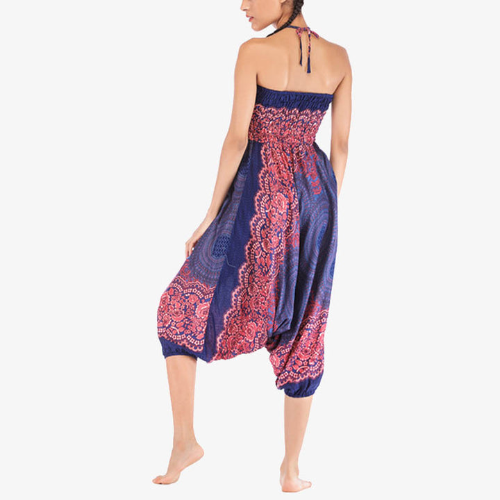 Buddha Stones Dwa style Noś okrągły geometryczny wzór Luźne marszczone spodnie haremowe Kombinezon Wysoki stan Damskie spodnie do jogi - image 18