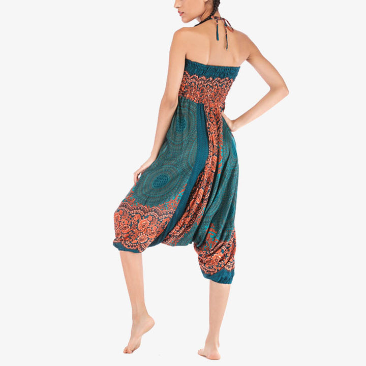 Buddha Stones Dwa style Noś okrągły geometryczny wzór Luźne marszczone spodnie haremowe Kombinezon Wysoki stan Damskie spodnie do jogi - image 27