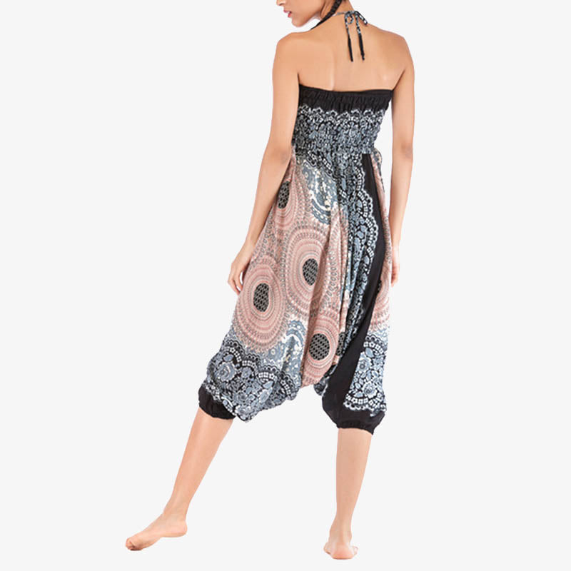 Buddha Stones Dwa style Noś okrągły geometryczny wzór Luźne marszczone spodnie haremowe Kombinezon Wysoki stan Damskie spodnie do jogi - image 36