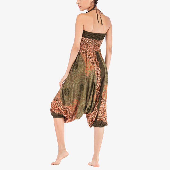 Buddha Stones Dwa style Noś okrągły geometryczny wzór Luźne marszczone spodnie haremowe Kombinezon Wysoki stan Damskie spodnie do jogi - image 45