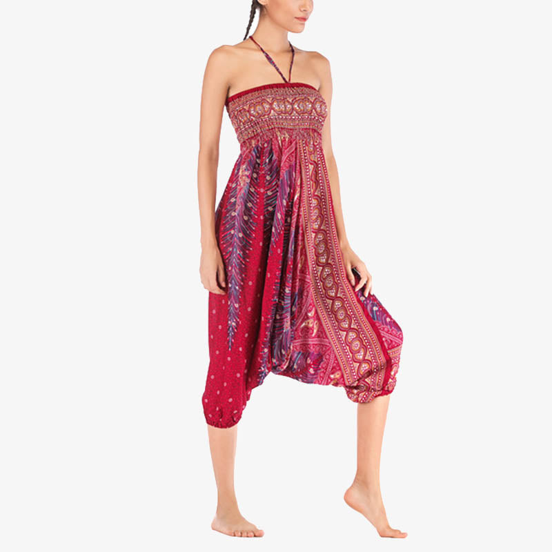 Buddha Stones, dwa style, pióra, geometryczny wzór, luźne, marszczone spodnie, kombinezon, damskie spodnie do jogi - image 6