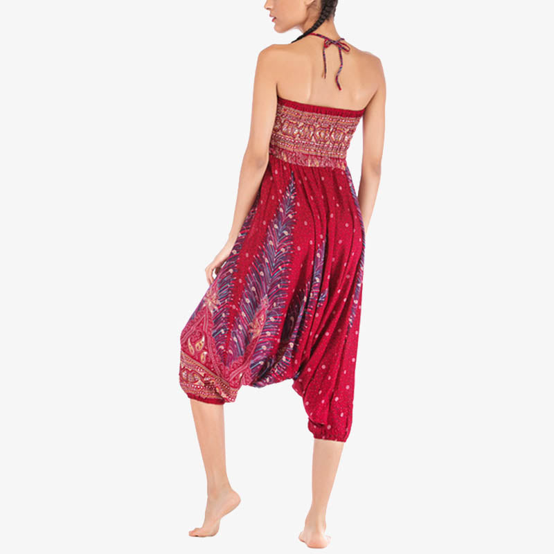 Buddha Stones, dwa style, pióra, geometryczny wzór, luźne, marszczone spodnie, kombinezon, damskie spodnie do jogi - image 8