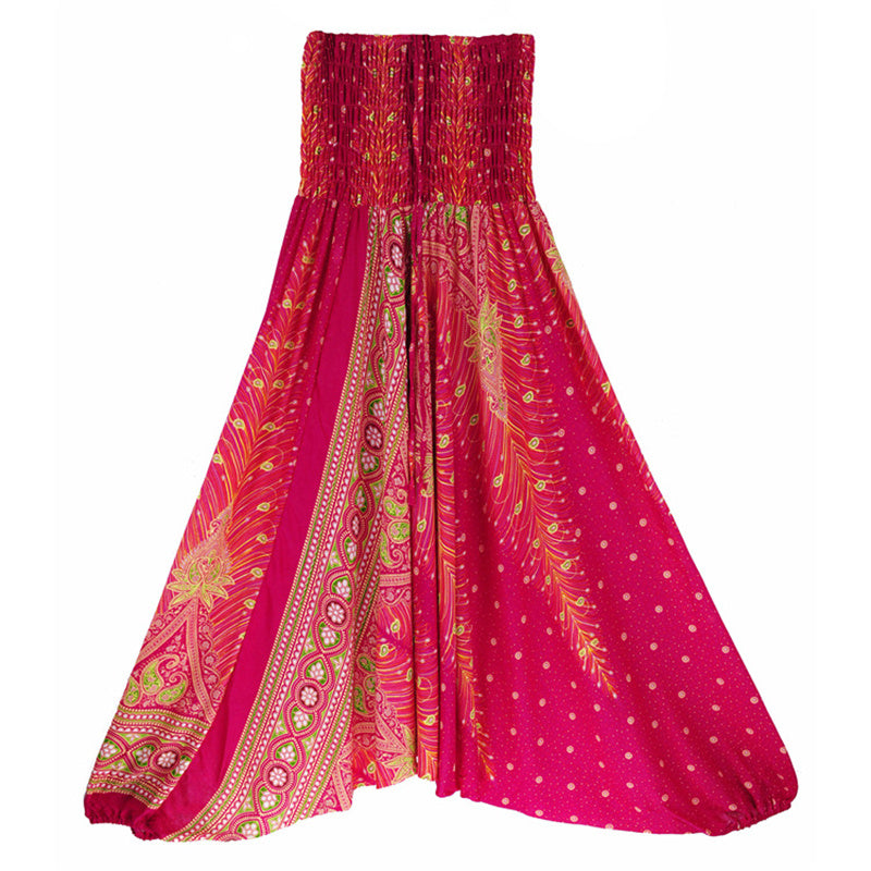 Buddha Stones, dwa style, pióra, geometryczny wzór, luźne, marszczone spodnie, kombinezon, damskie spodnie do jogi - Różany Czerwony Paw - US2-12, UK/AU6-16, EU34-44 (F) - image 10