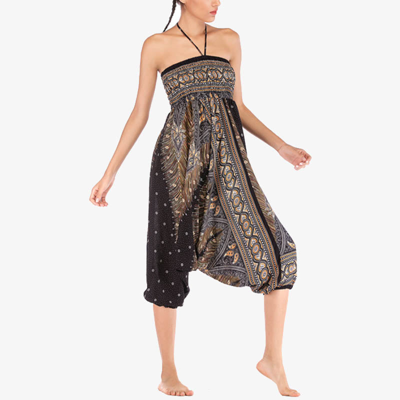 Buddha Stones, dwa style, pióra, geometryczny wzór, luźne, marszczone spodnie, kombinezon, damskie spodnie do jogi - image 25