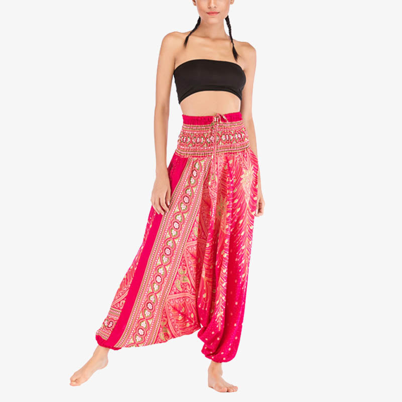 Buddha Stones, dwa style, pióra, geometryczny wzór, luźne, marszczone spodnie, kombinezon, damskie spodnie do jogi - image 11