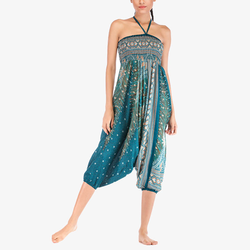 Buddha Stones, dwa style, pióra, geometryczny wzór, luźne, marszczone spodnie, kombinezon, damskie spodnie do jogi - image 33