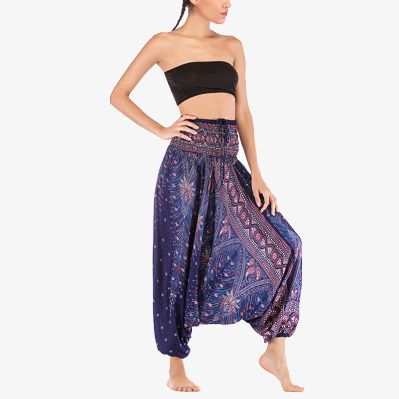 Buddha Stones, dwa style, pióra, geometryczny wzór, luźne, marszczone spodnie, kombinezon, damskie spodnie do jogi - image 37