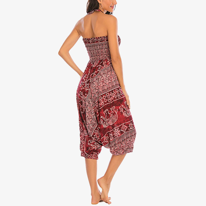 Buddha Stones Dwa Style Nosić Wzór Słonia Luźne Spodnie Haremowe Marszczone Kombinezon Damskie Spodnie Do Jogi - image 8