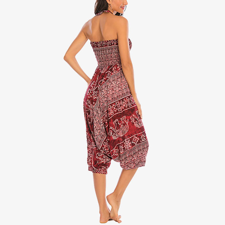 Buddha Stones Dwa Style Nosić Wzór Słonia Luźne Spodnie Haremowe Marszczone Kombinezon Damskie Spodnie Do Jogi - image 8